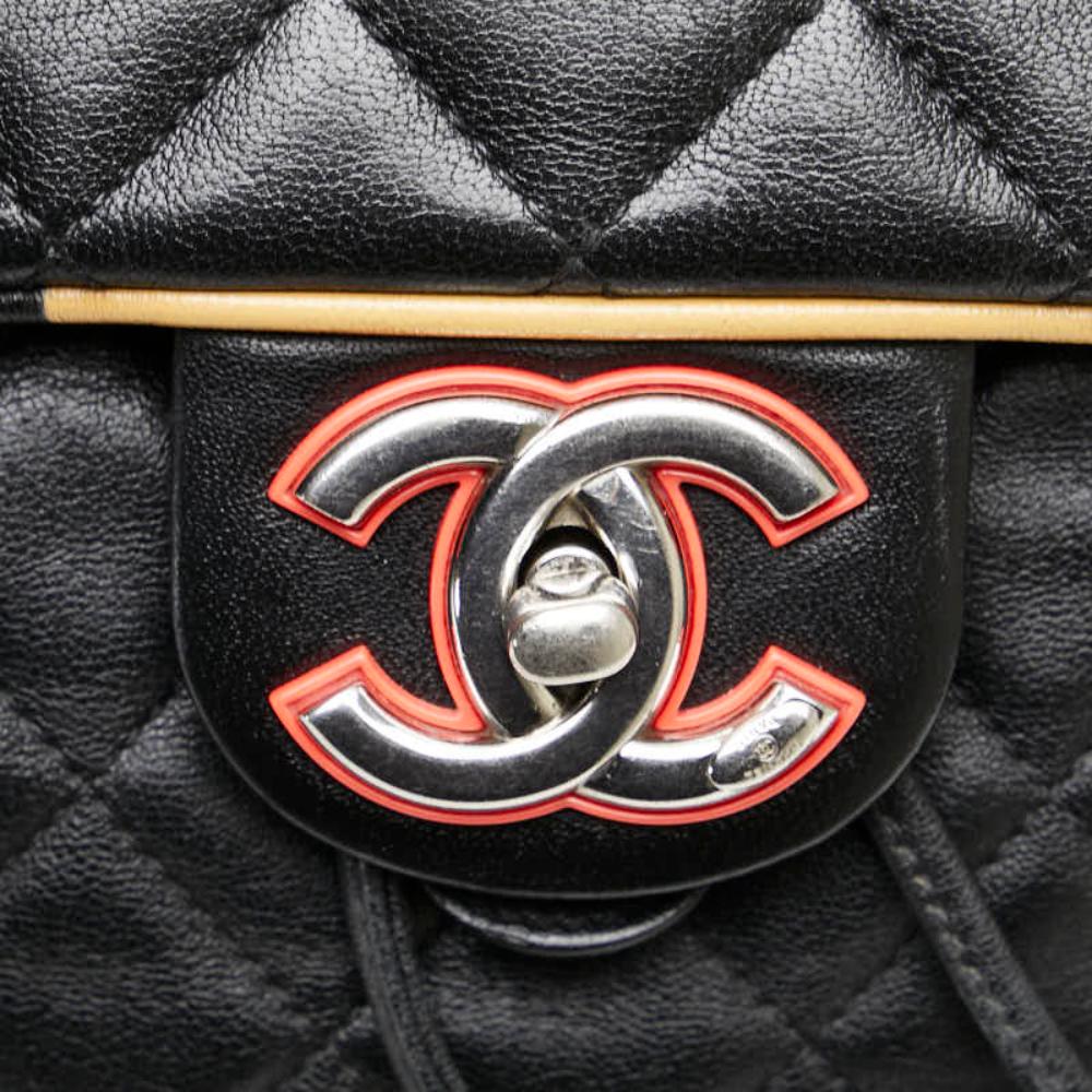 Black Leather Chanel Backpack