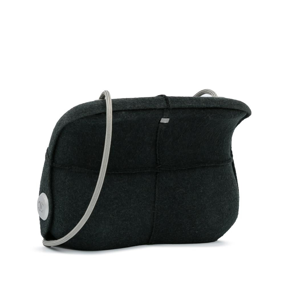 Black Wool Chanel Crossbody Bag
