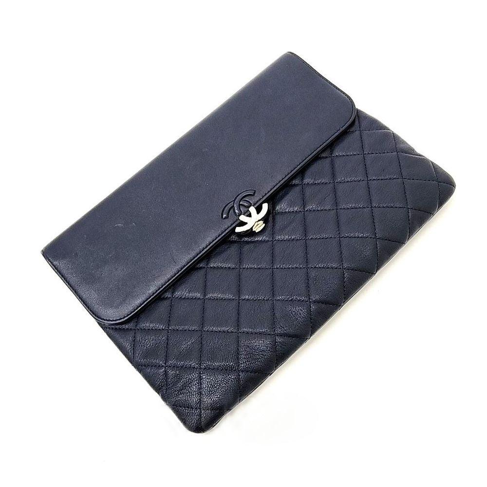 Blue Leather Chanel Clutch