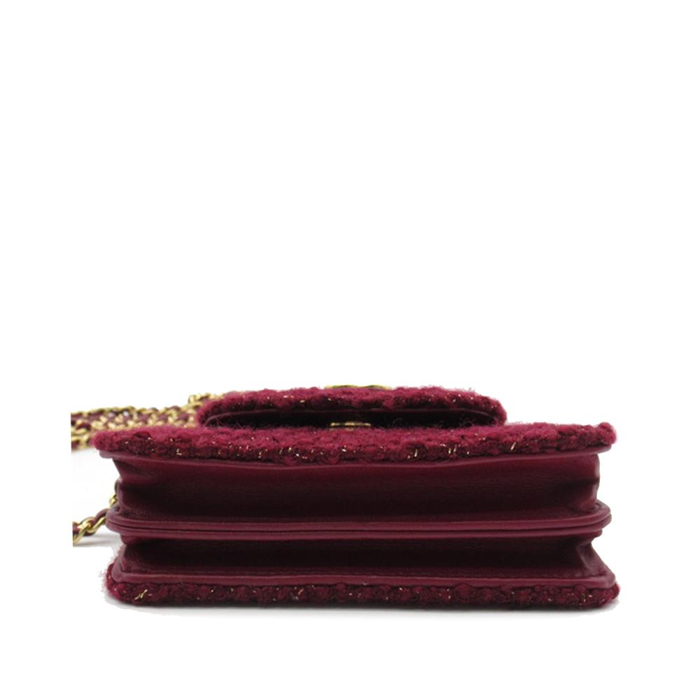 Burgundy Fabric Chanel Crossbody Bag