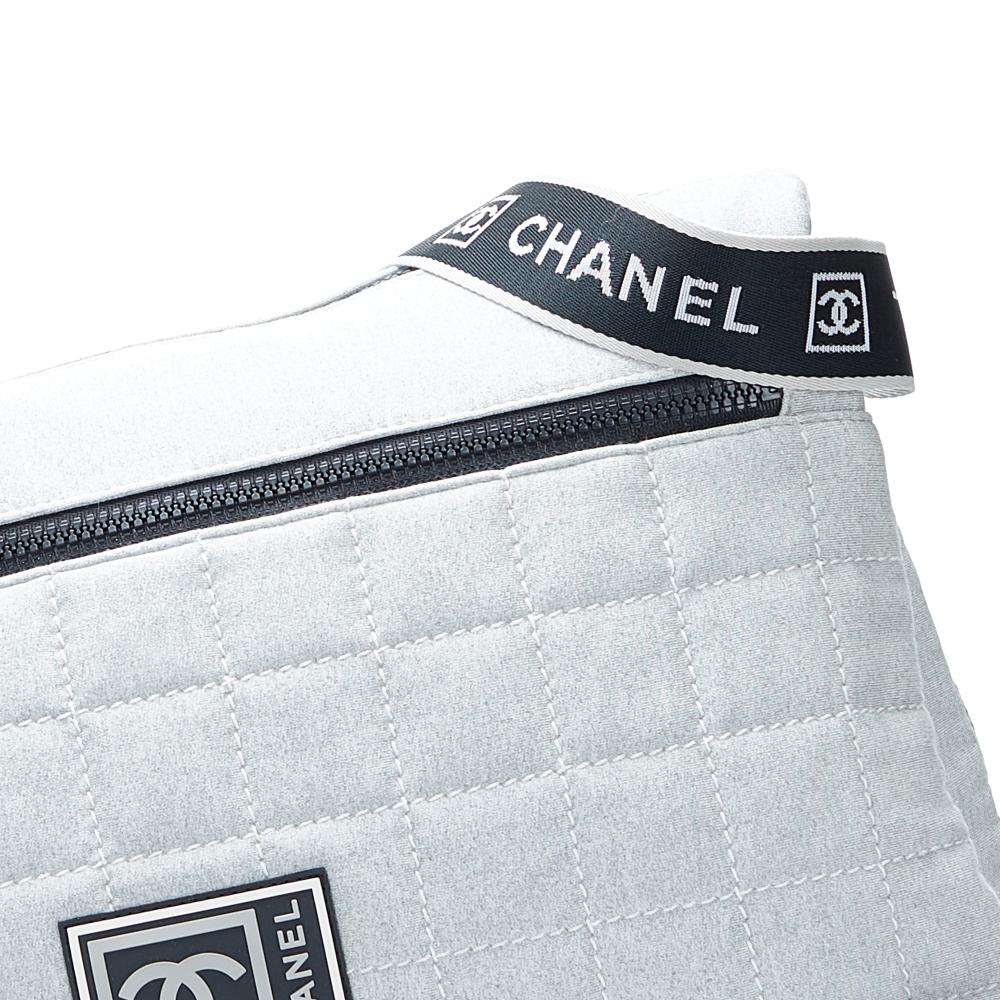 Grey Cotton Chanel Crossbody Bag
