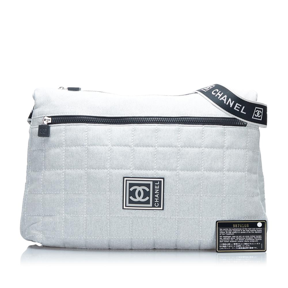 Grey Cotton Chanel Crossbody Bag