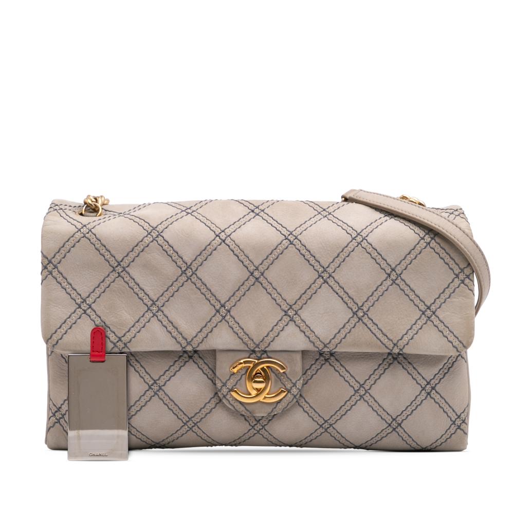 Grey Leather Chanel Crossbody Bag