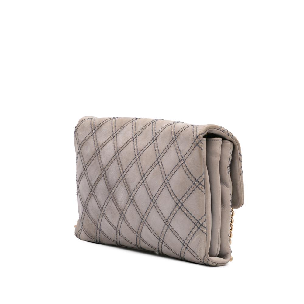 Grey Leather Chanel Crossbody Bag