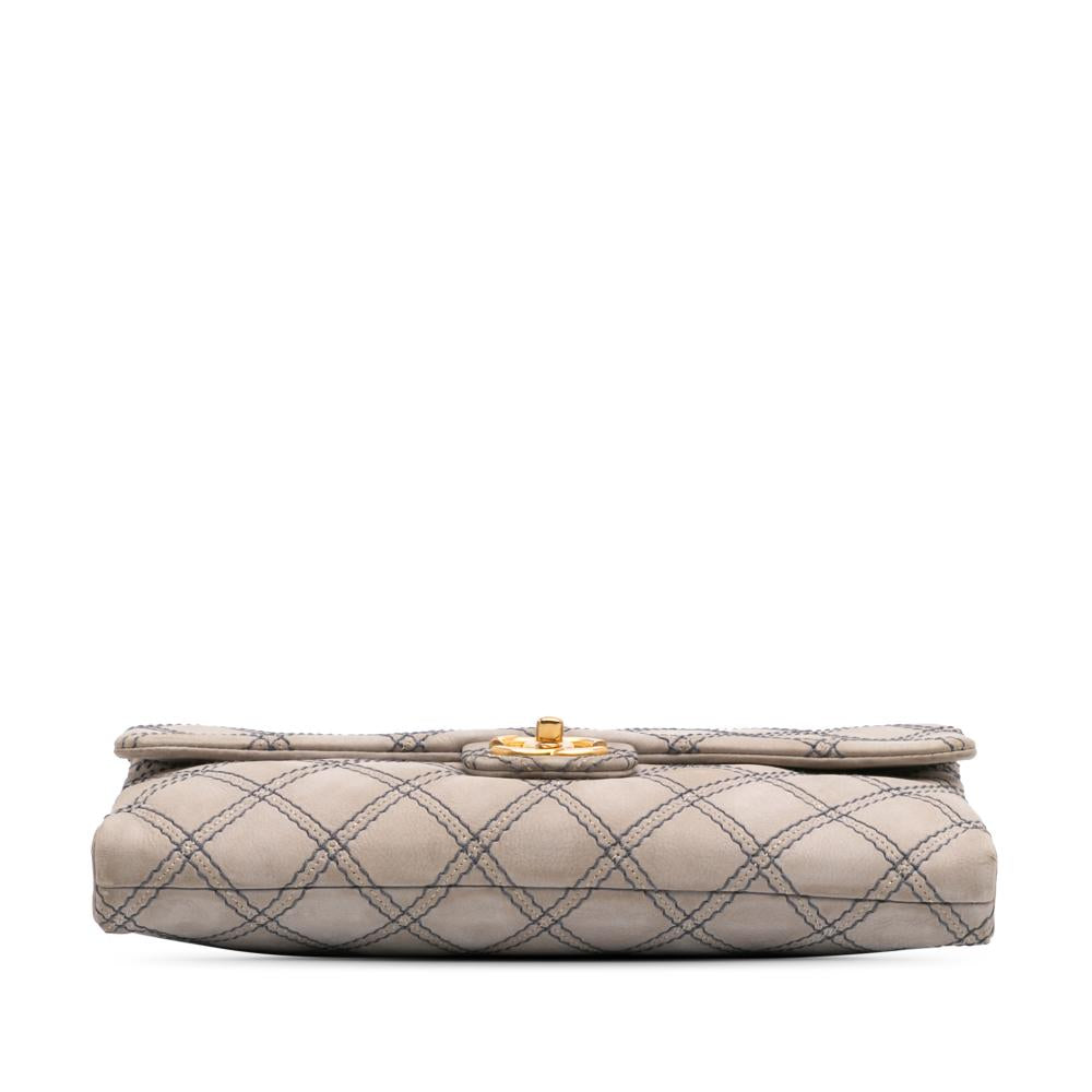Grey Leather Chanel Crossbody Bag