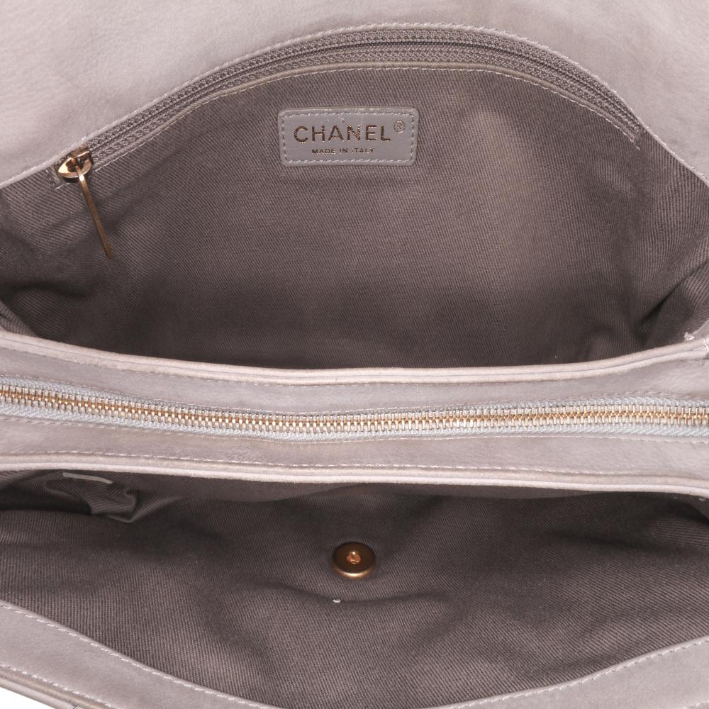 Grey Leather Chanel Crossbody Bag