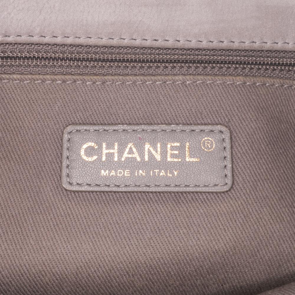 Grey Leather Chanel Crossbody Bag