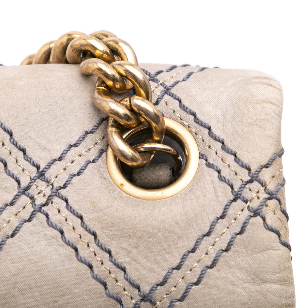 Grey Leather Chanel Crossbody Bag