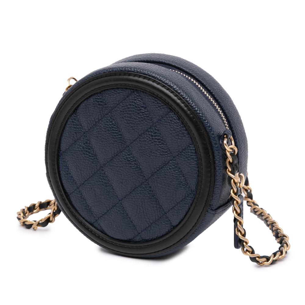 Navy Leather Chanel Crossbody Bag