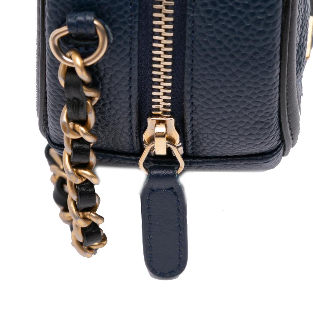 Navy Leather Chanel Crossbody Bag