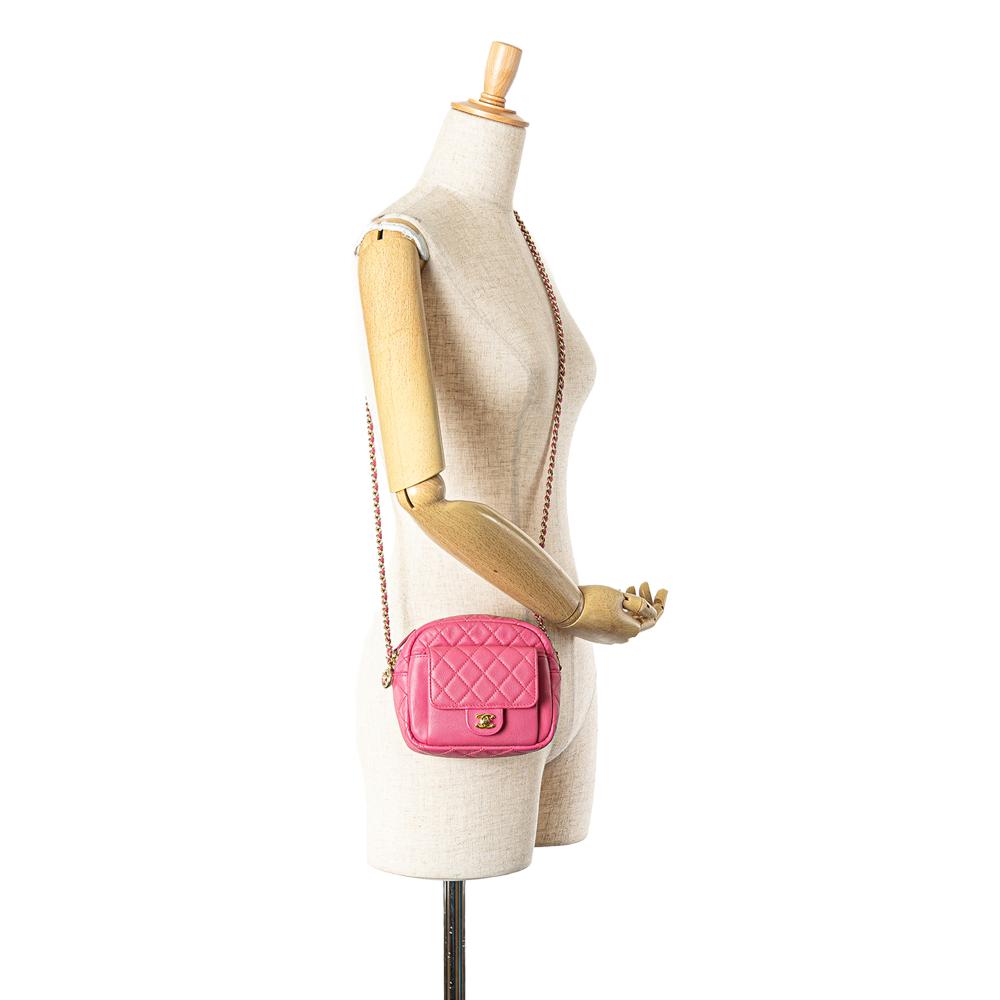 Pink Leather Chanel Crossbody Bag