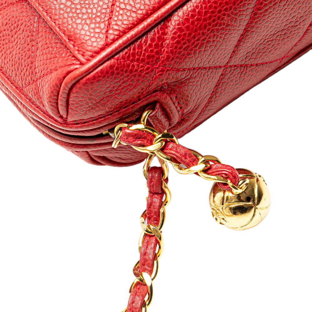 Red Leather Chanel Crossbody Bag