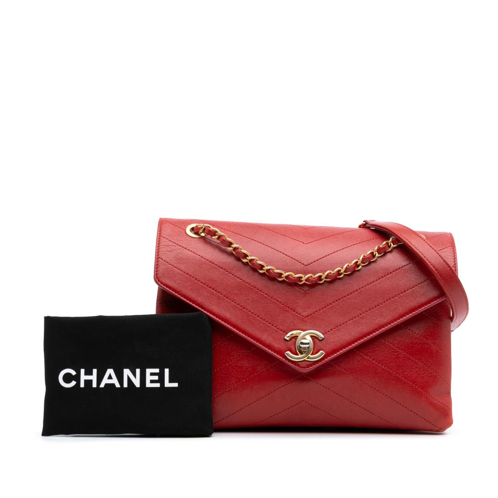 Red Leather Chanel Crossbody Bag