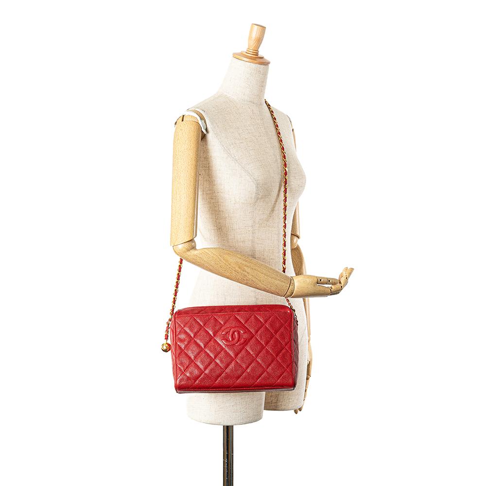 Red Leather Chanel Crossbody Bag