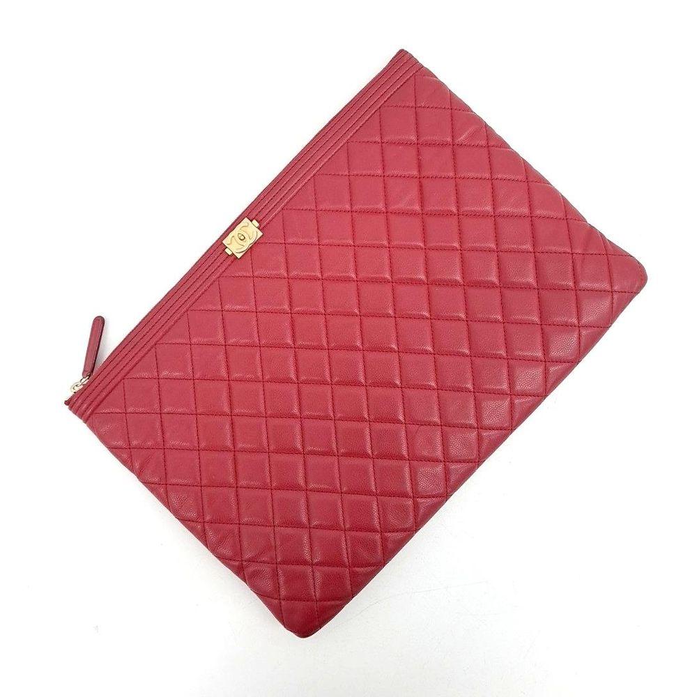 Red Leather Chanel Clutch