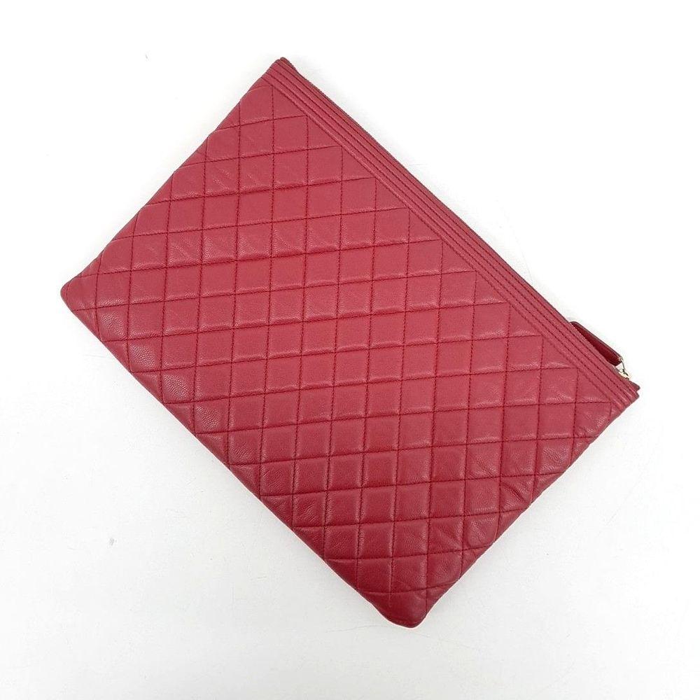 Red Leather Chanel Clutch