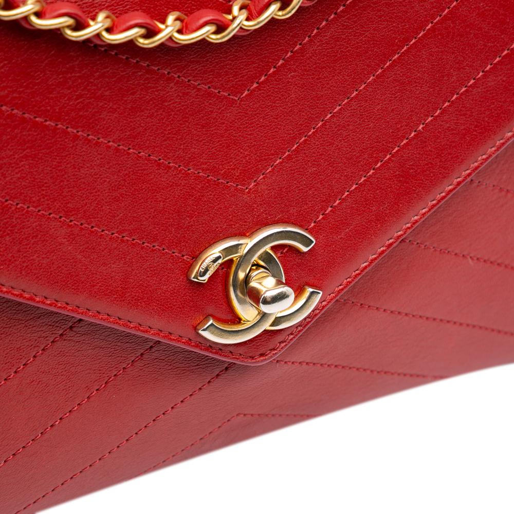 Red Leather Chanel Crossbody Bag