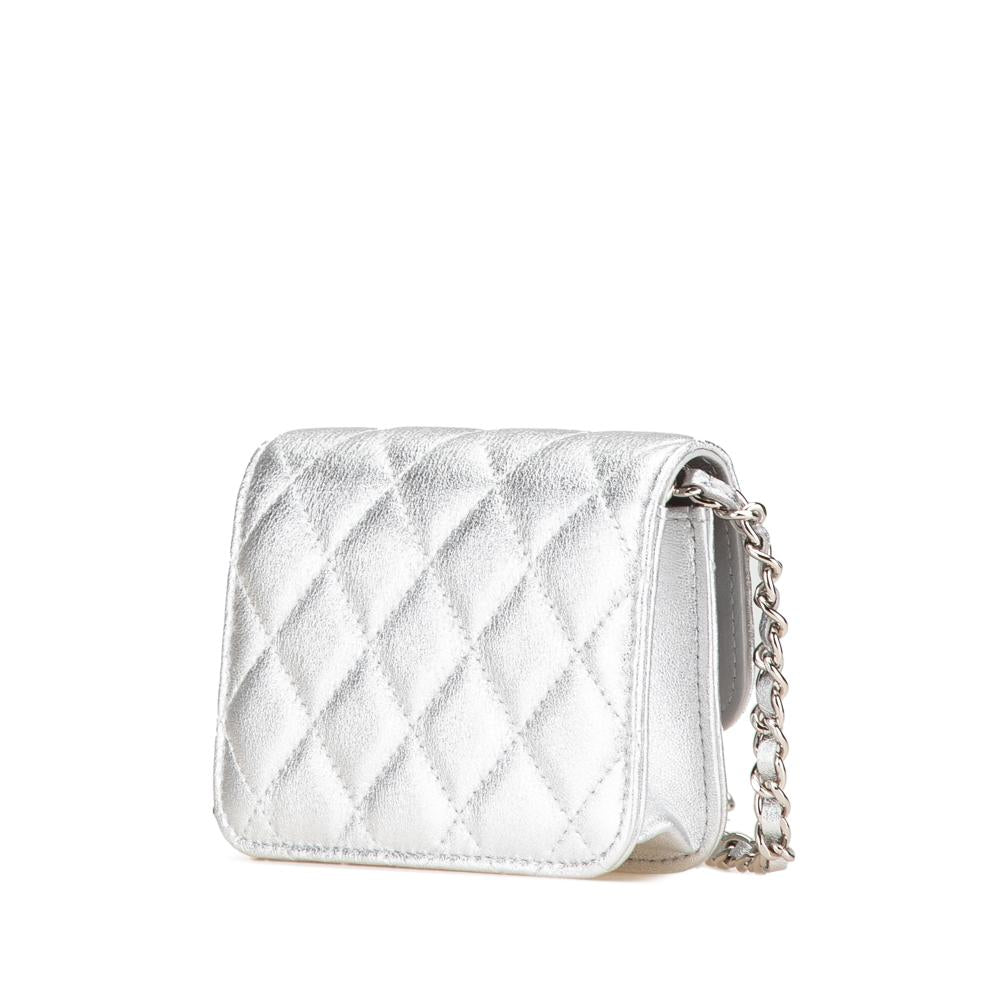 Silver Leather Chanel Crossbody Bag