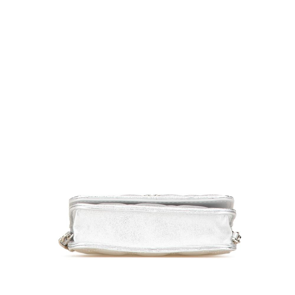Silver Leather Chanel Crossbody Bag