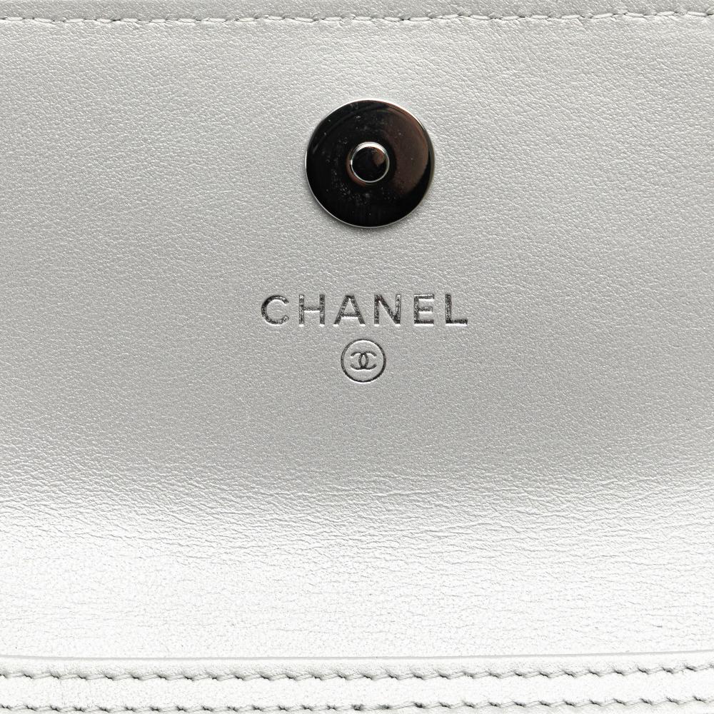 Silver Leather Chanel Crossbody Bag