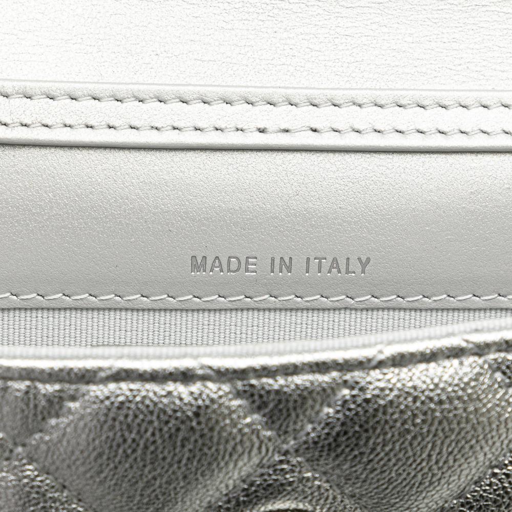 Silver Leather Chanel Crossbody Bag