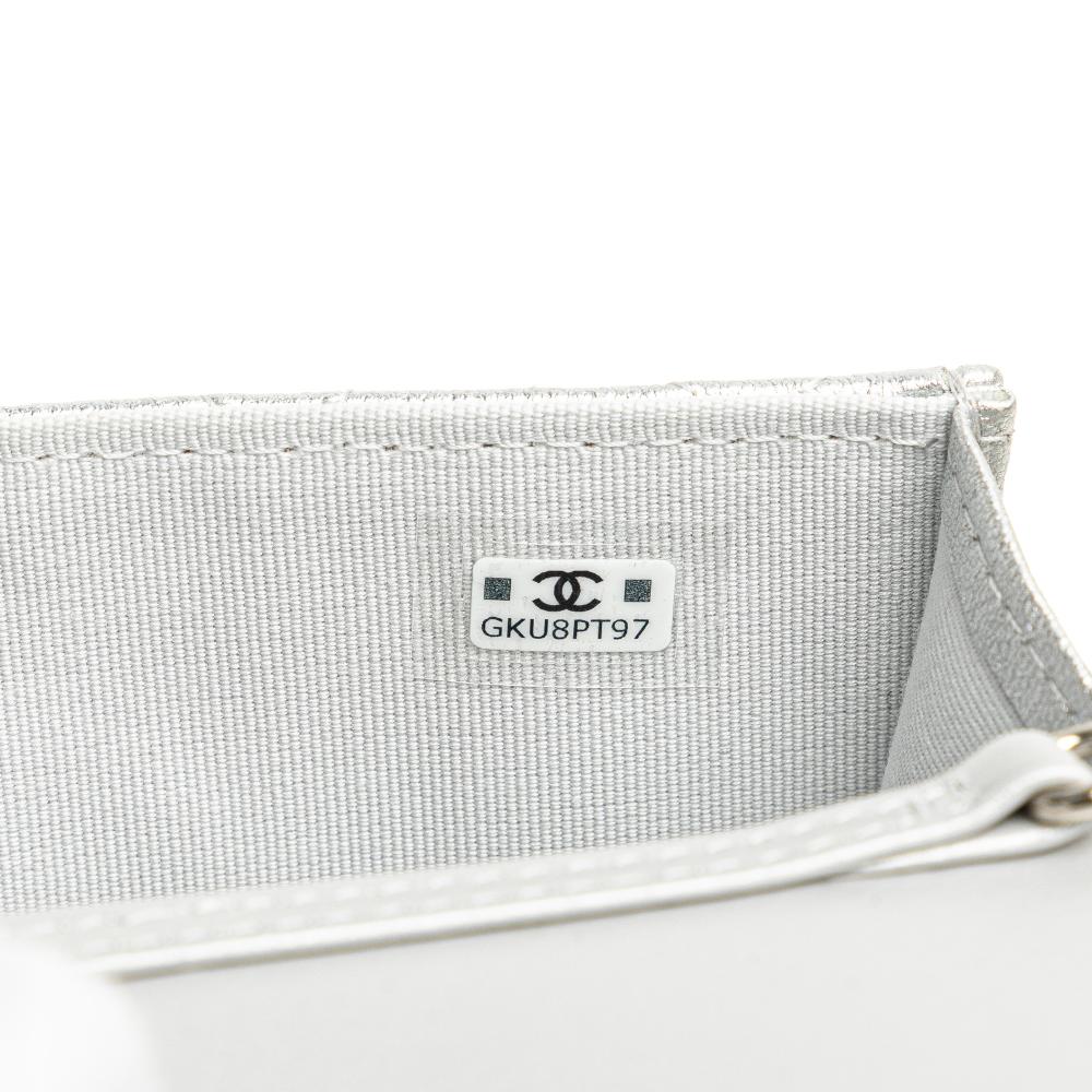 Silver Leather Chanel Crossbody Bag