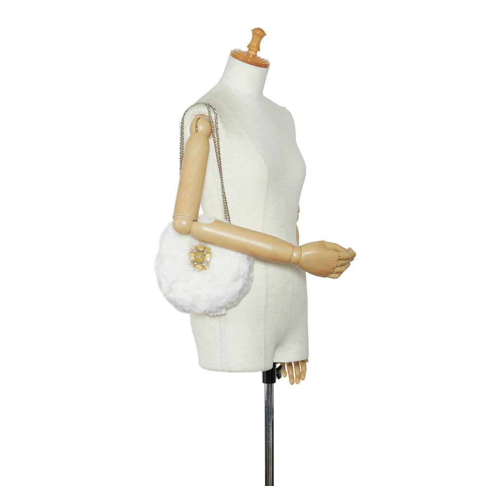 White Fur Chanel Crossbody Bag