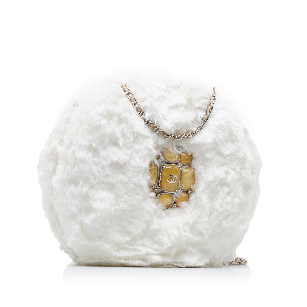 White Fur Chanel Crossbody Bag