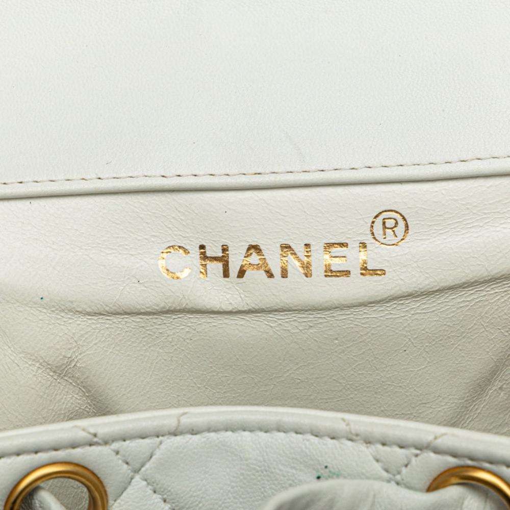 White Leather Chanel Backpack