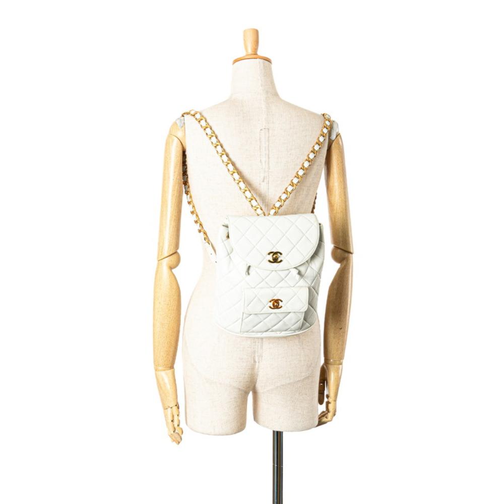 White Leather Chanel Backpack