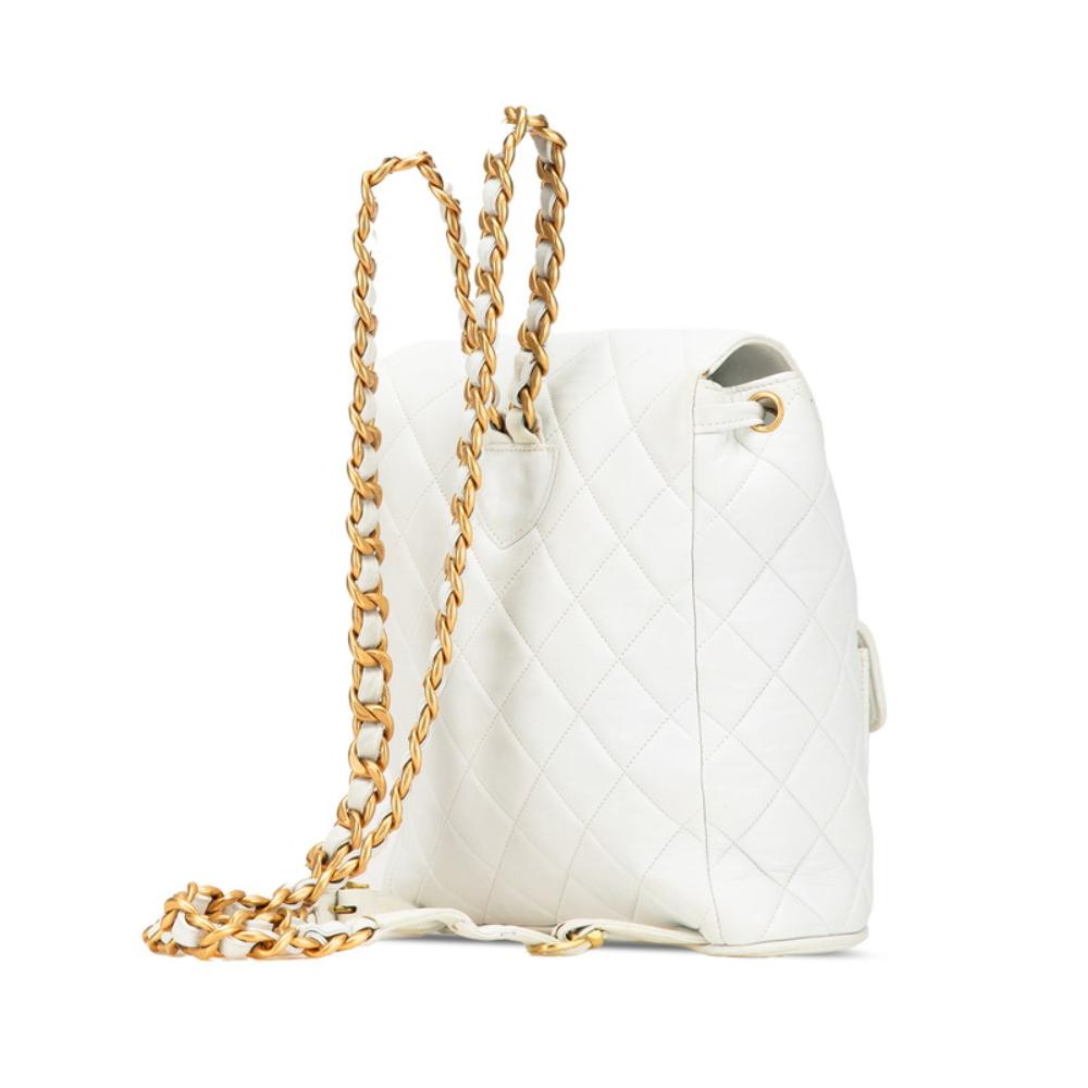 White Leather Chanel Backpack