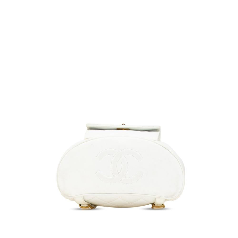 White Leather Chanel Backpack