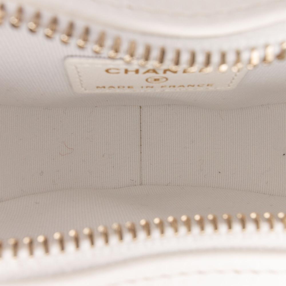 White Leather Chanel Crossbody Bag