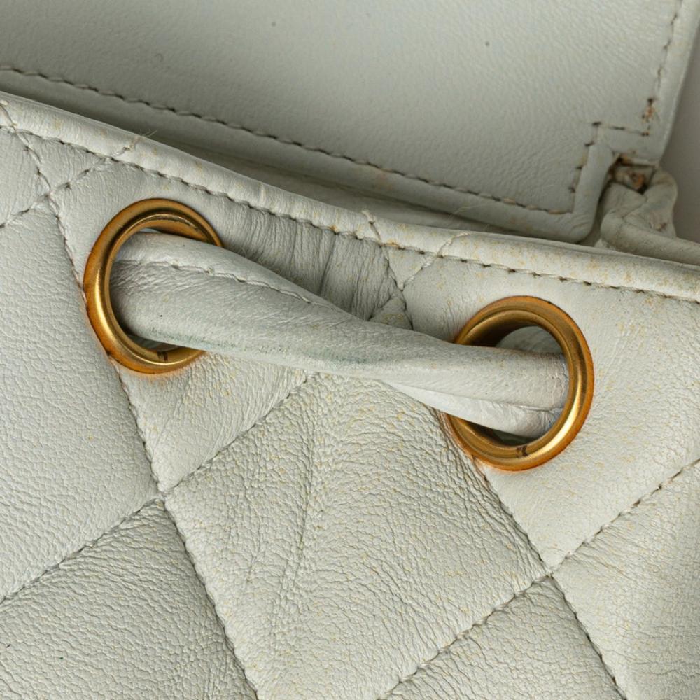 White Leather Chanel Backpack