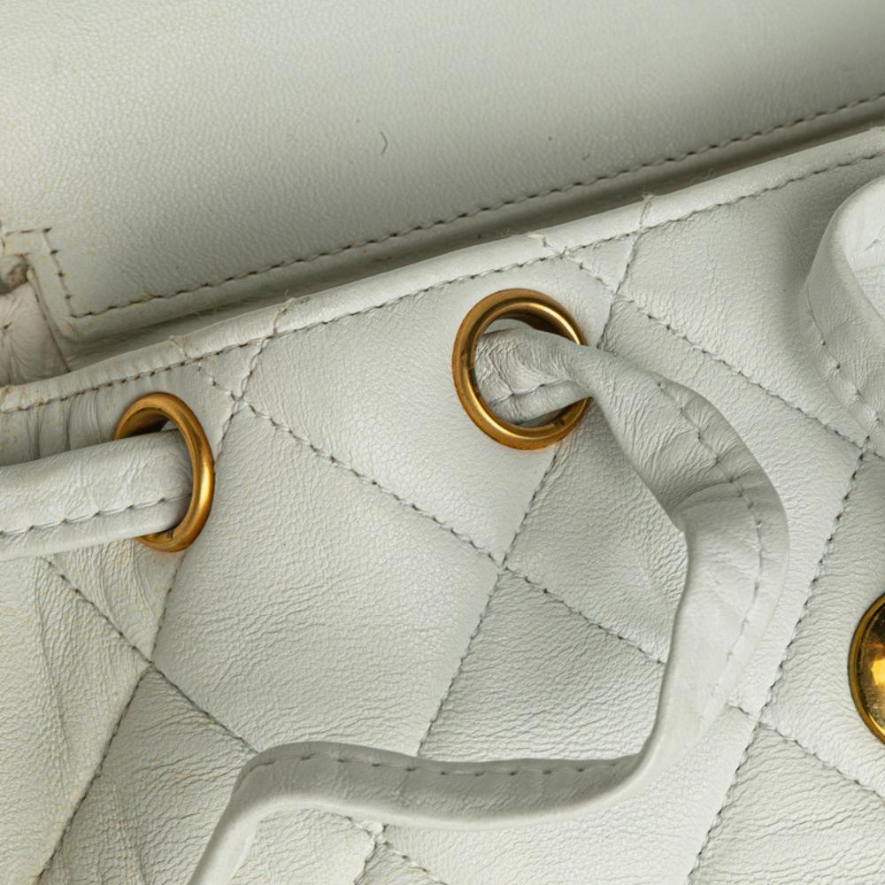 White Leather Chanel Backpack