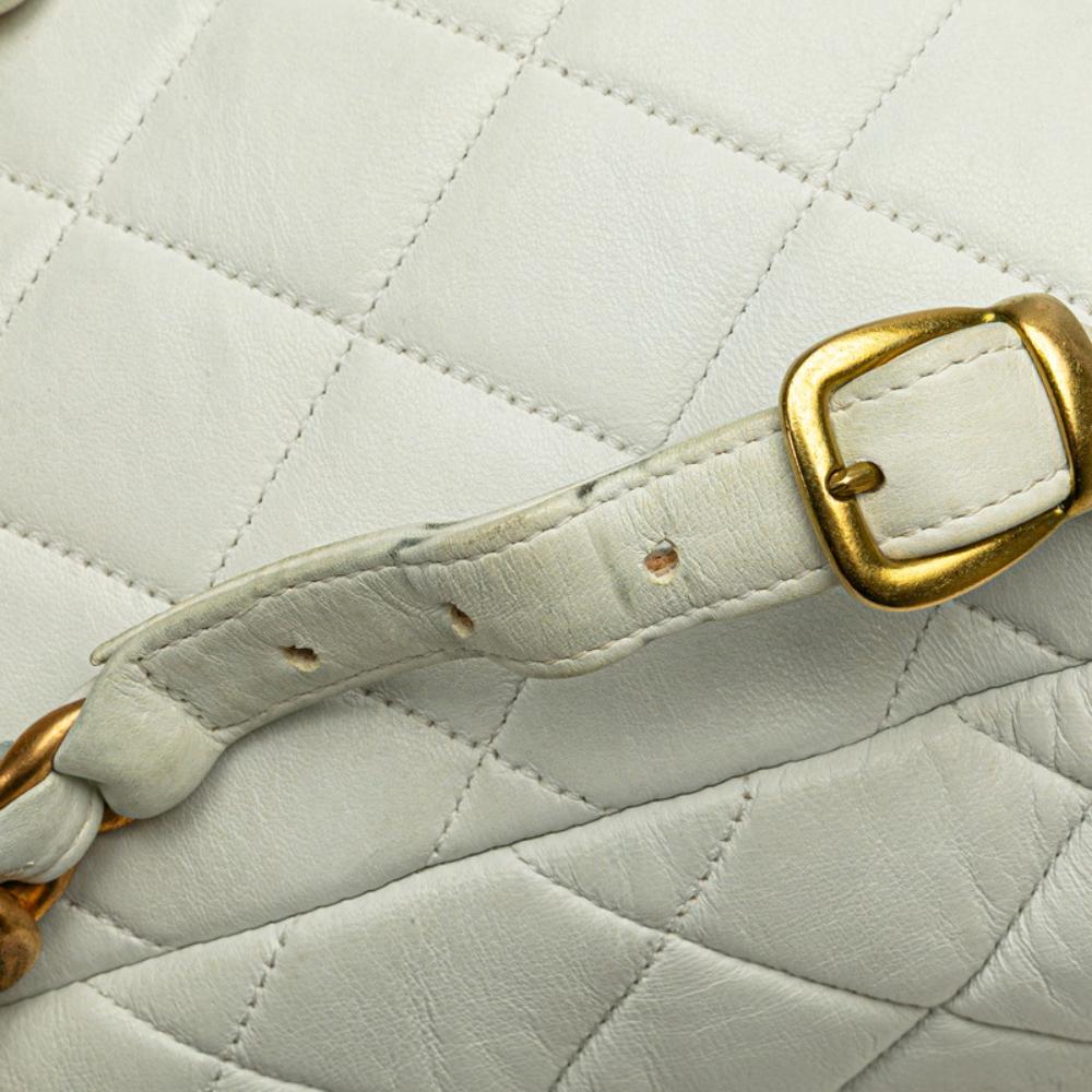 White Leather Chanel Backpack