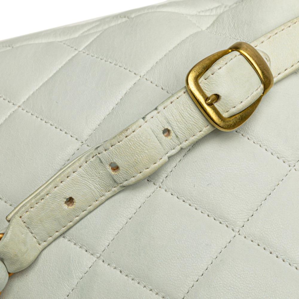 White Leather Chanel Backpack