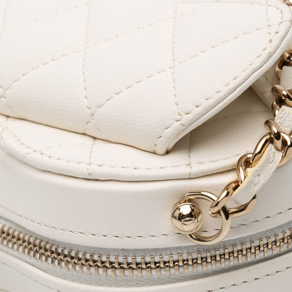 White Leather Chanel Crossbody Bag