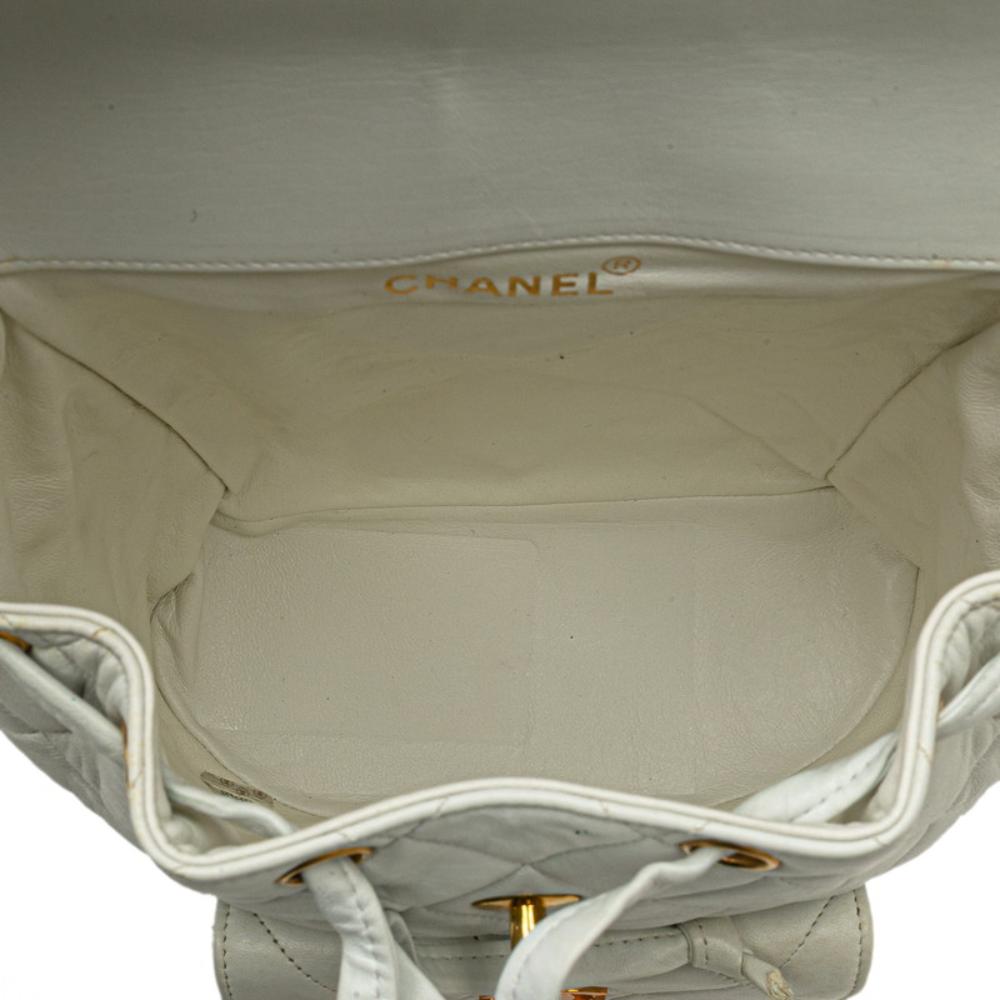 White Leather Chanel Backpack