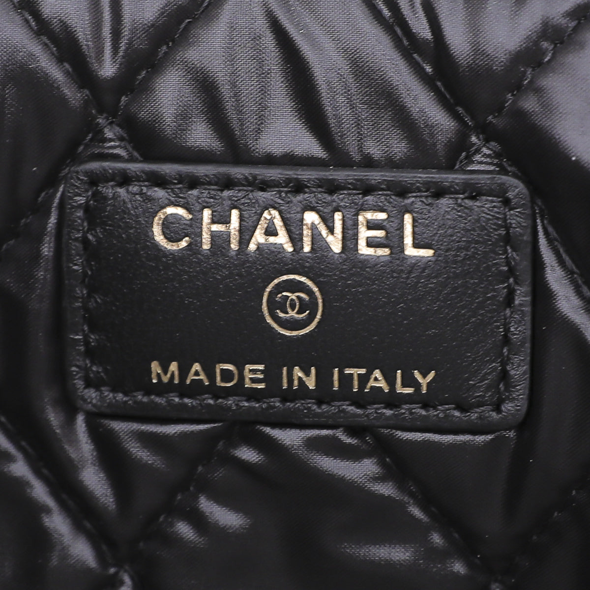 Chanel Black Gold Camellia O Case Clutch