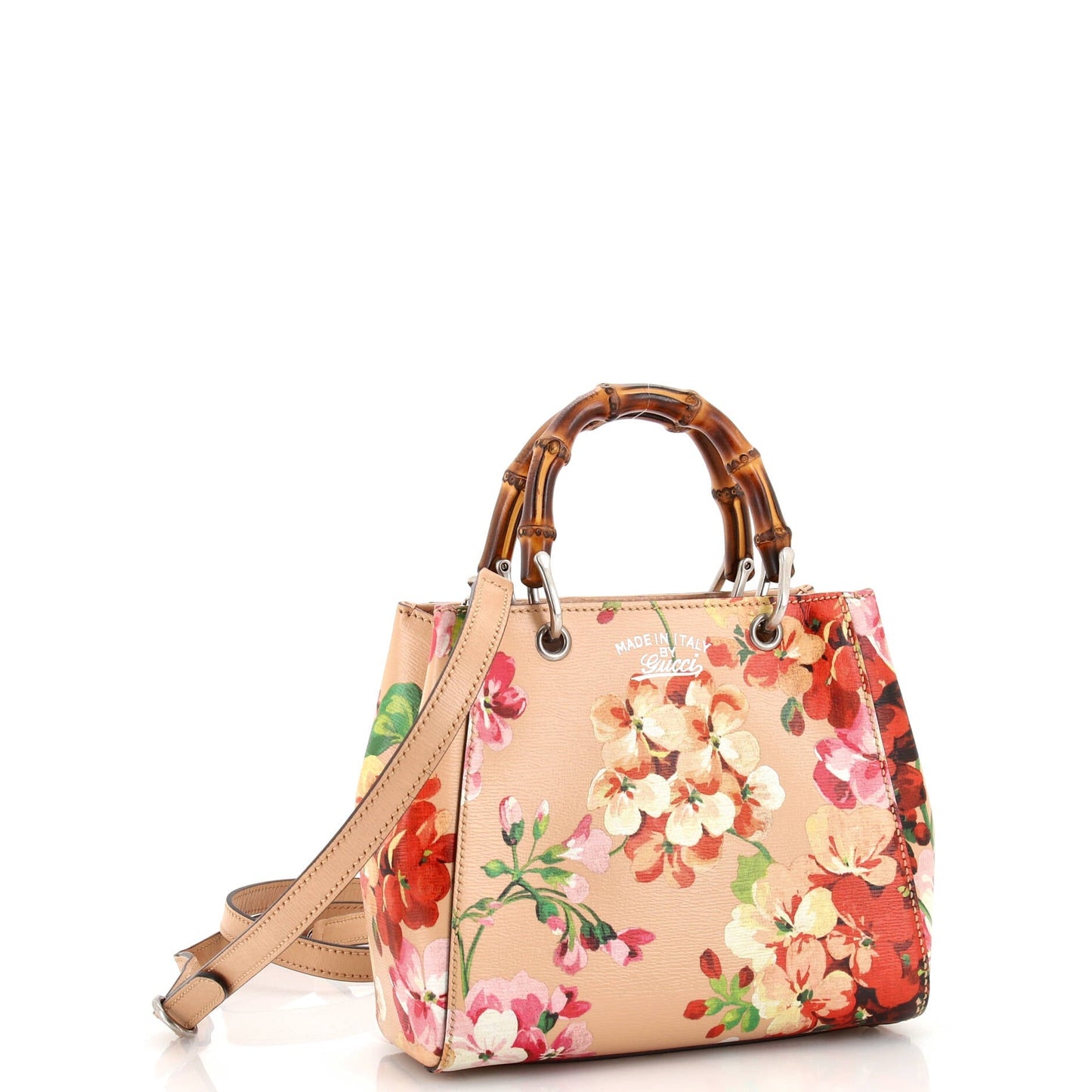 Bamboo Shopper Tote Blooms Print Leather Mini