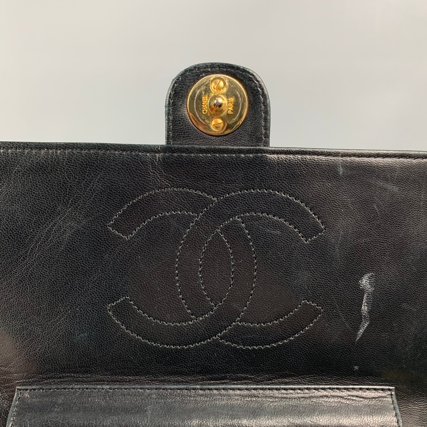 Vintage CHANEL Black Quilted Leather Shoulder Bag Handbag