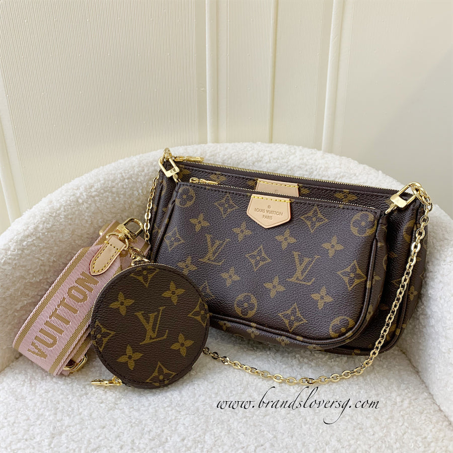 LV Multi Pochette Acc in Monogram Canvas and Rose Clair Strap