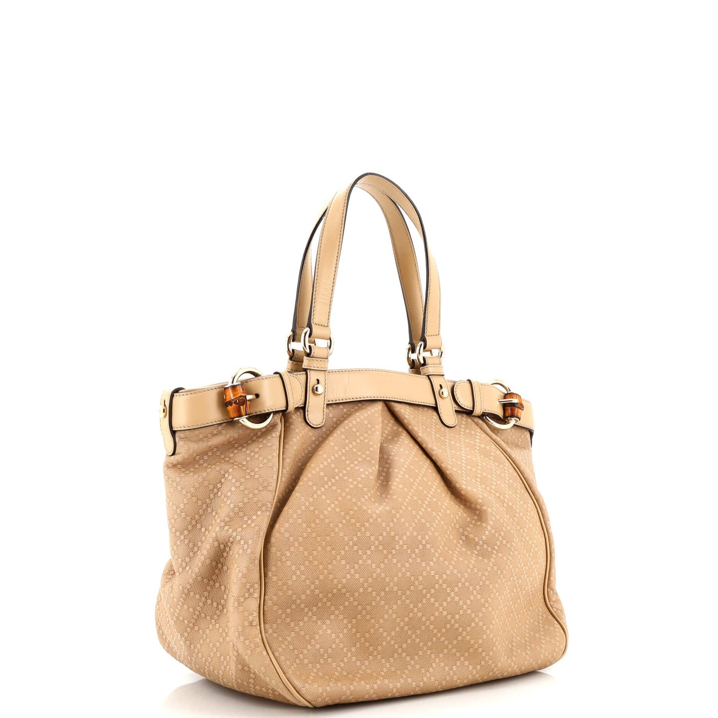 Belted Bamboo Tote Diamante Canvas with Leather Medium