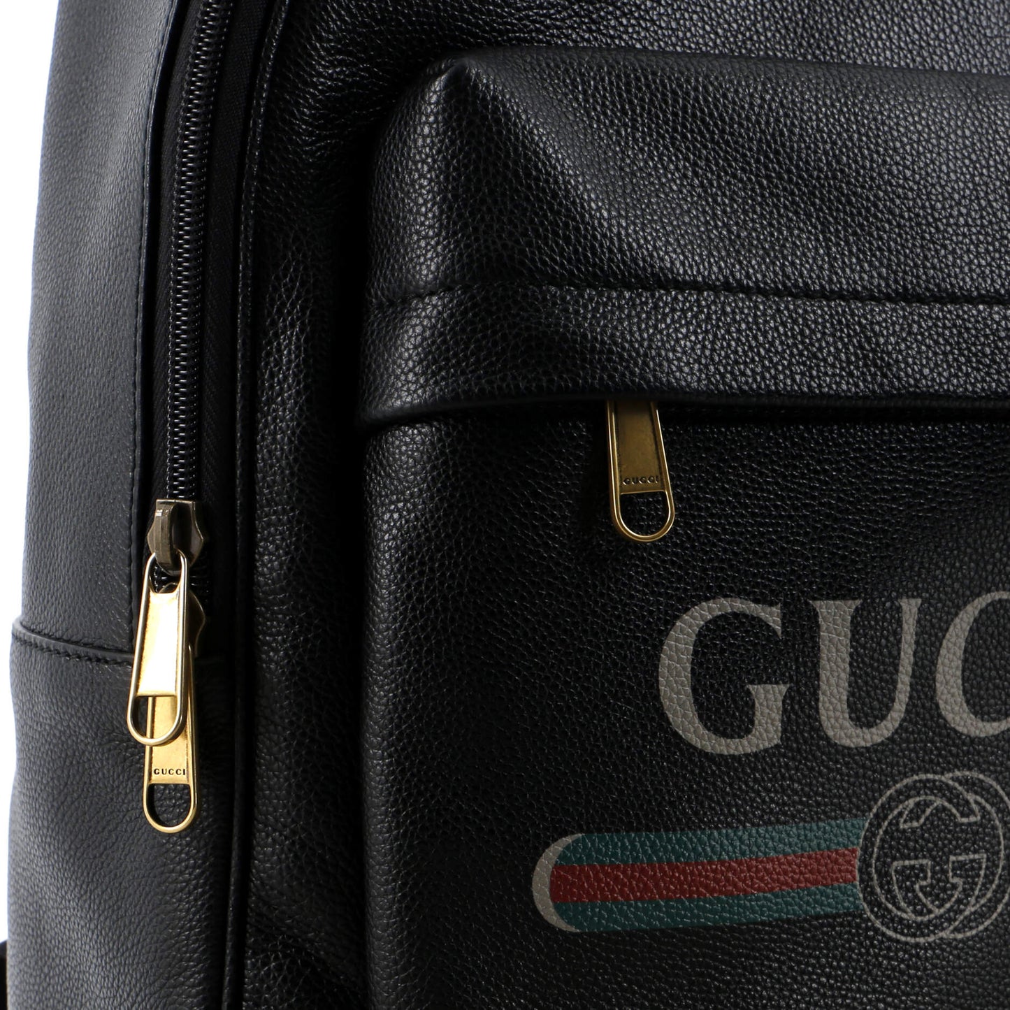 Logo Front Pocket Backpack Printed Leather