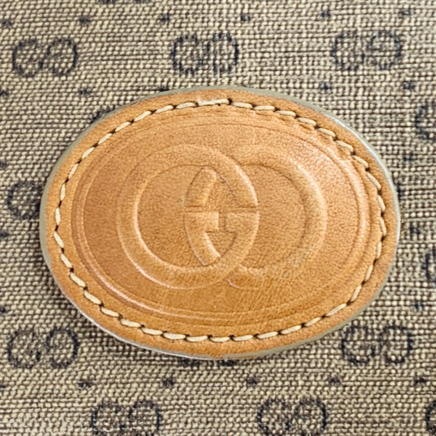 GUCCI Beige Tan Monogram Leather Coated Canvas Crossbody Handbag