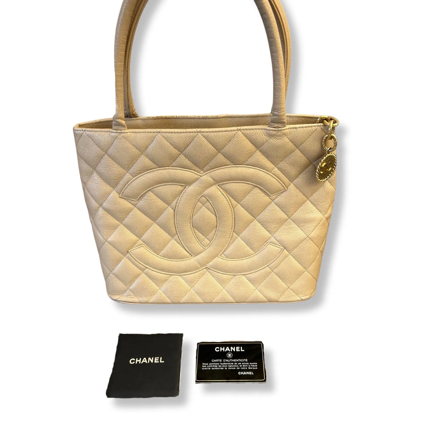 CHANEL BEIGE TOTE MEDALLION BAG