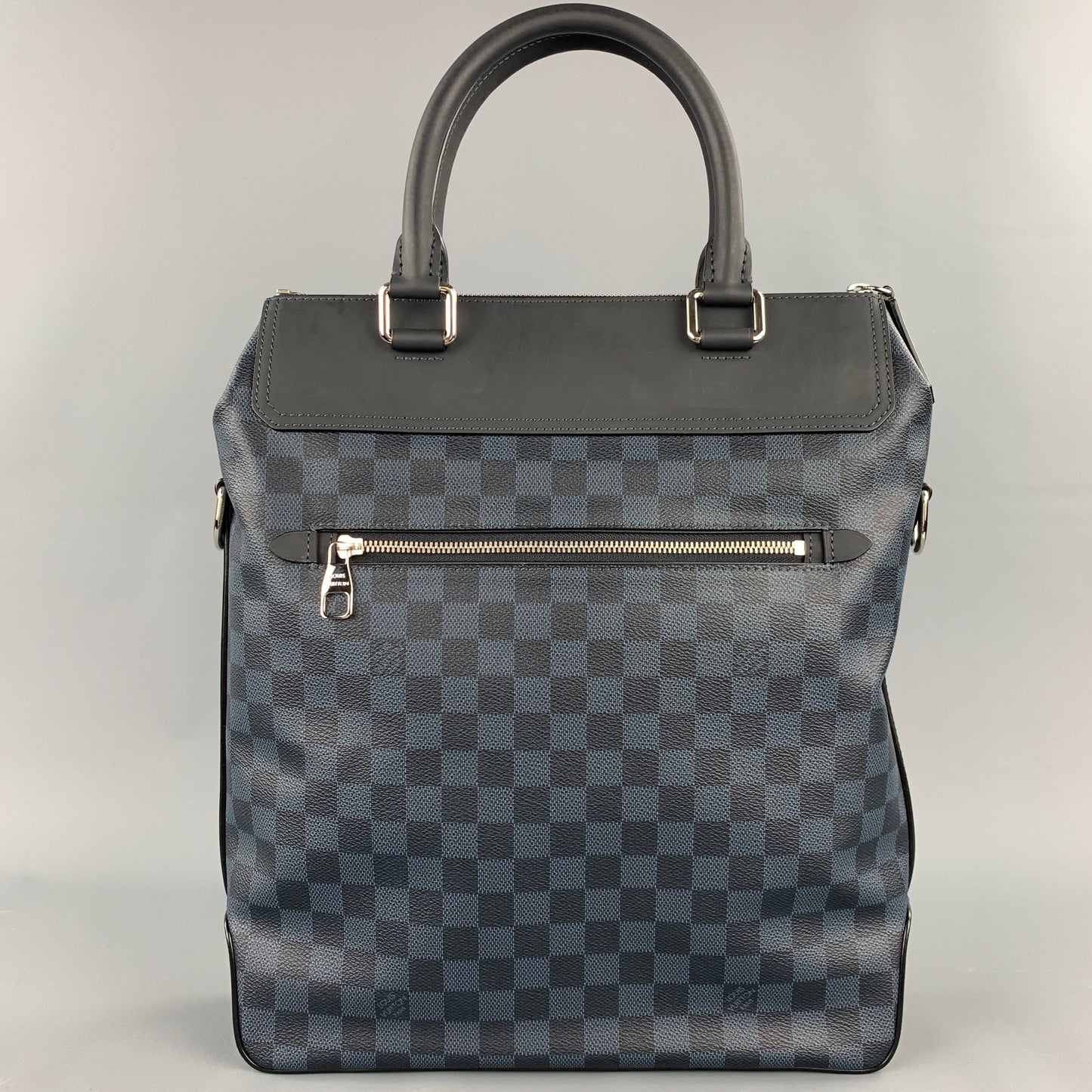 LOUIS VUITTON Cobalt & Black Damier Leather Trim Canvas Greenwich Tote Bag