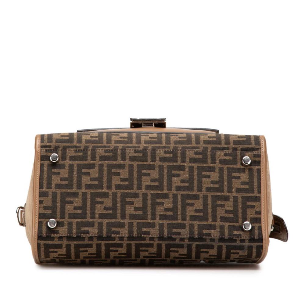 Beige Canvas Fendi Boston Bag