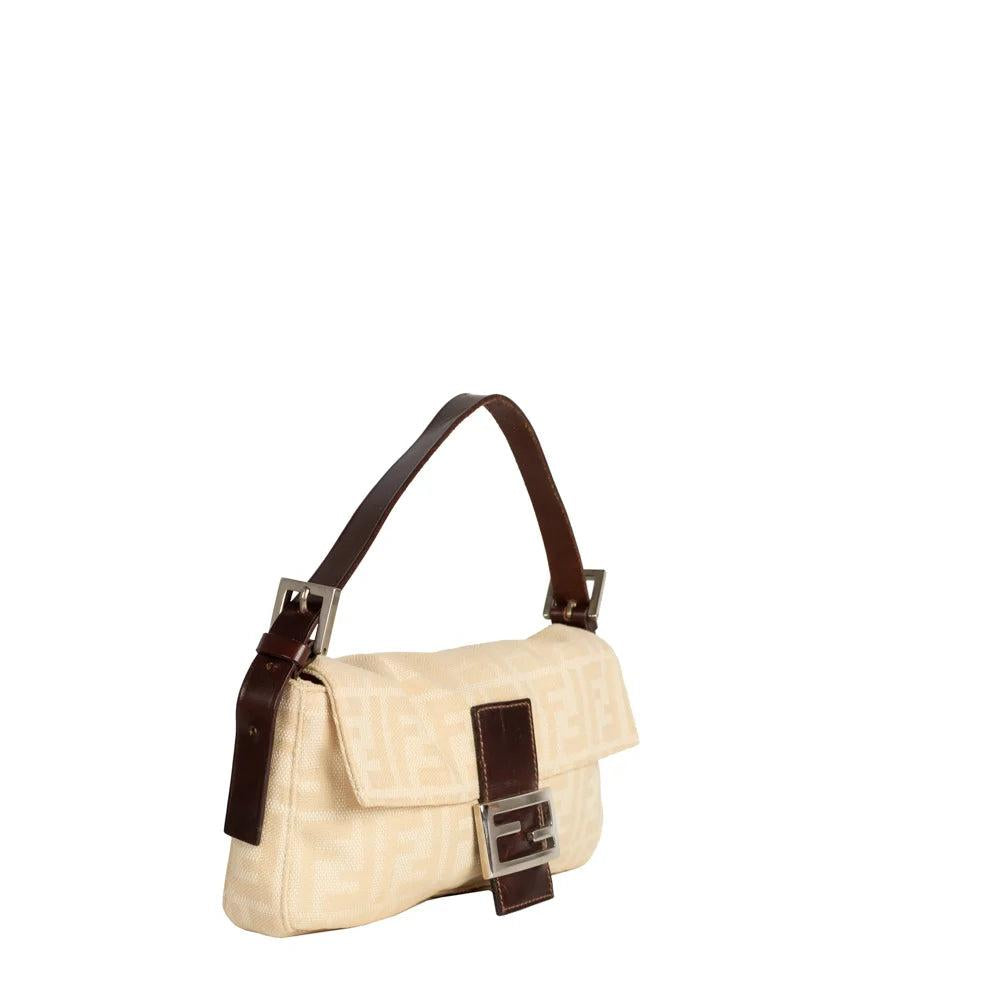 Beige Canvas Fendi Baguette